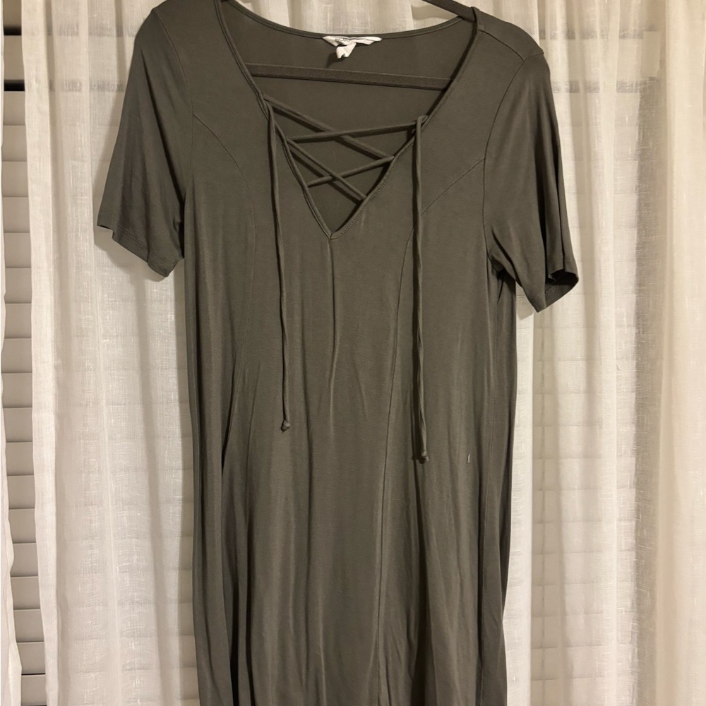 Olive Green Crisscross Dress